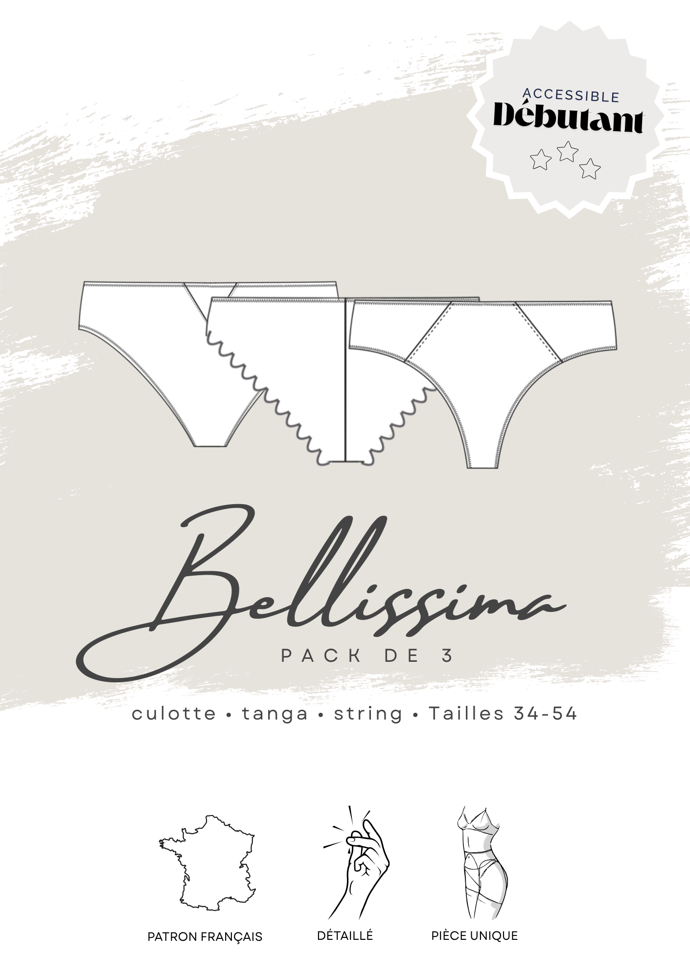 Patrons PDF (A4) - Culotte, string et tanga BELLISSIMA