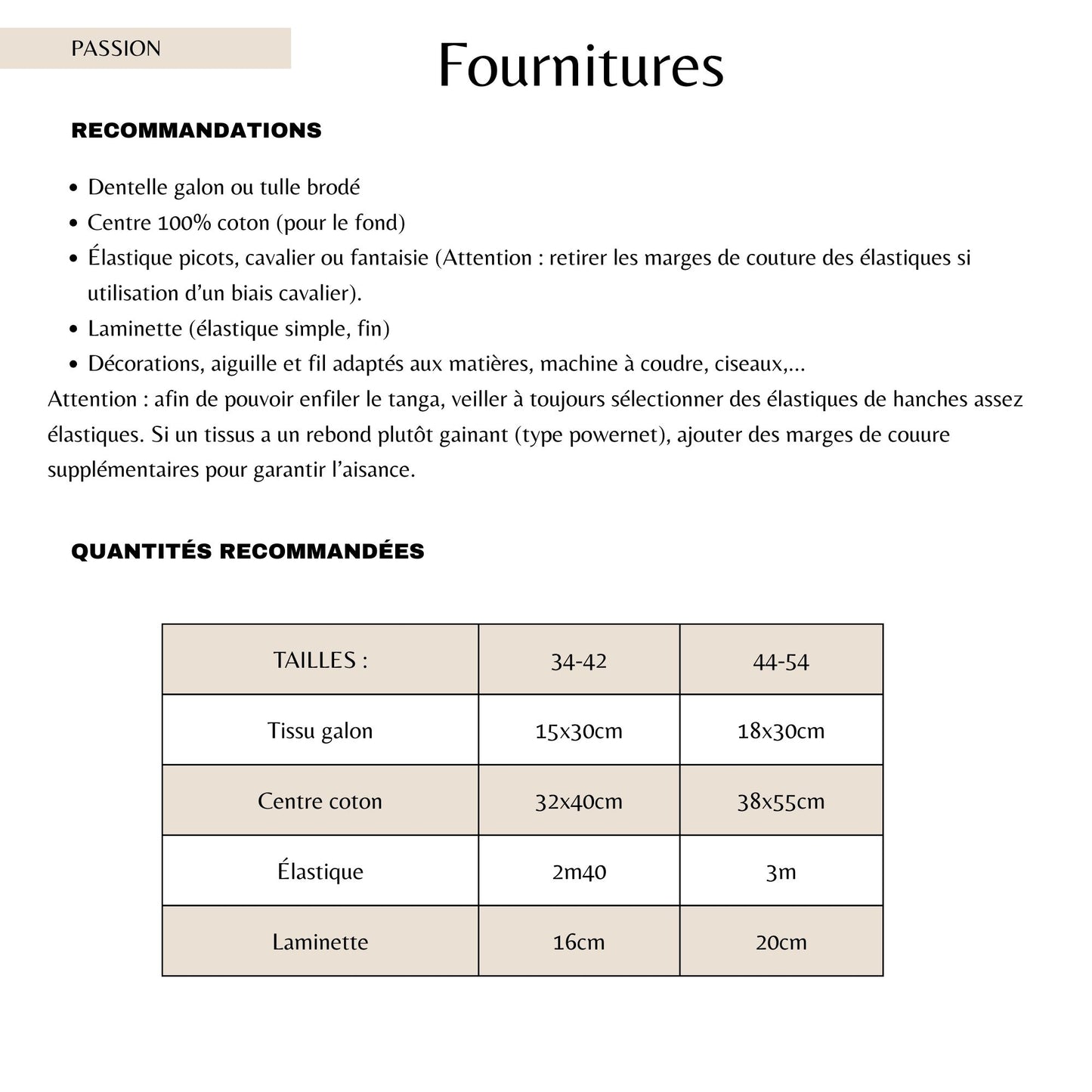 Patron PDF (A4) - Tanga MÉLODIE