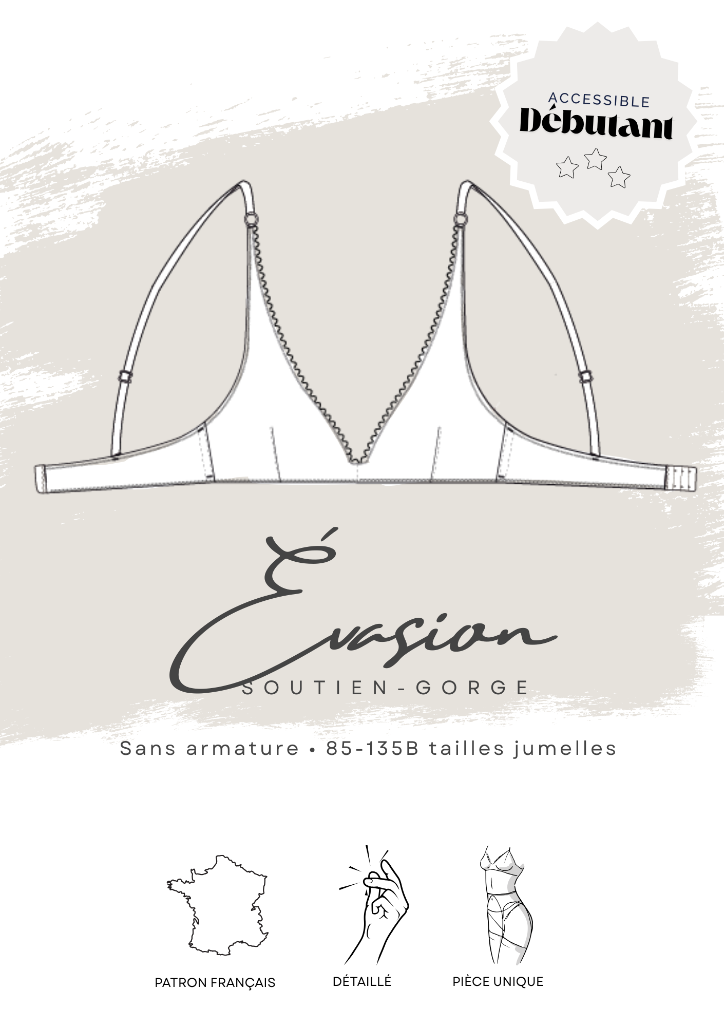 Patron PDF (A2) - Soutien-gorge sans armatures Evasion