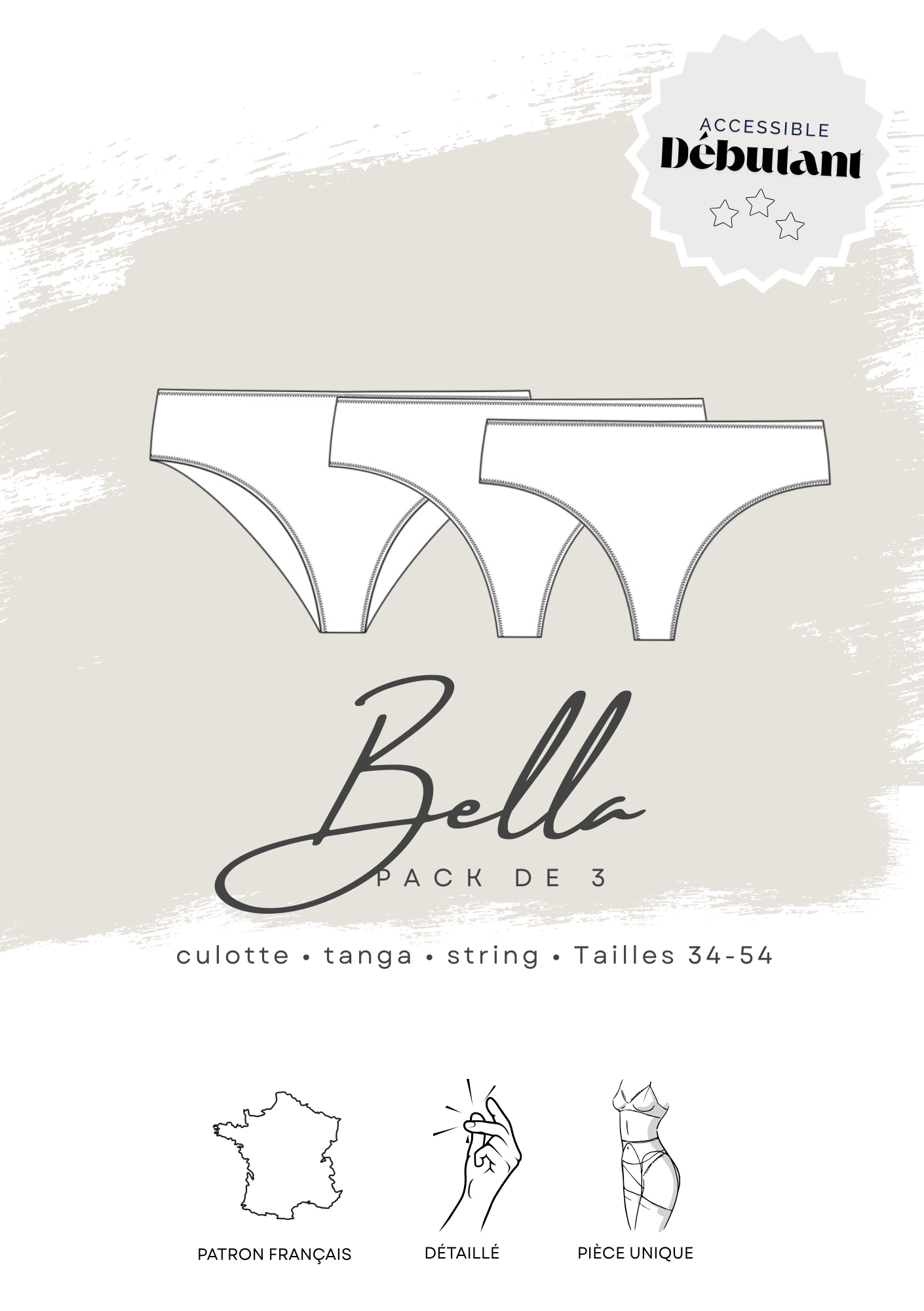 Patrons PDF (A4) - Culotte, string et tanga BELLA