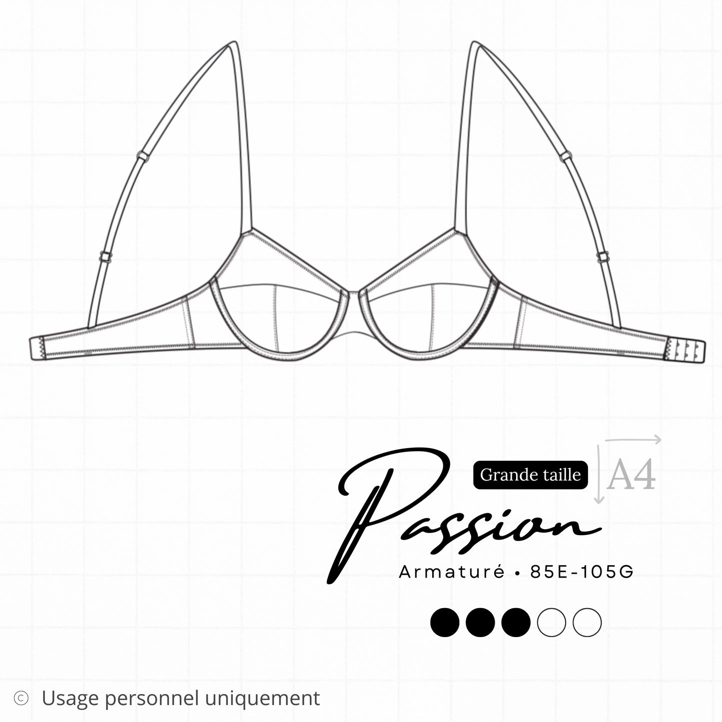 Patron PDF (A4) - Soutien-gorge PASSION (grande taille)