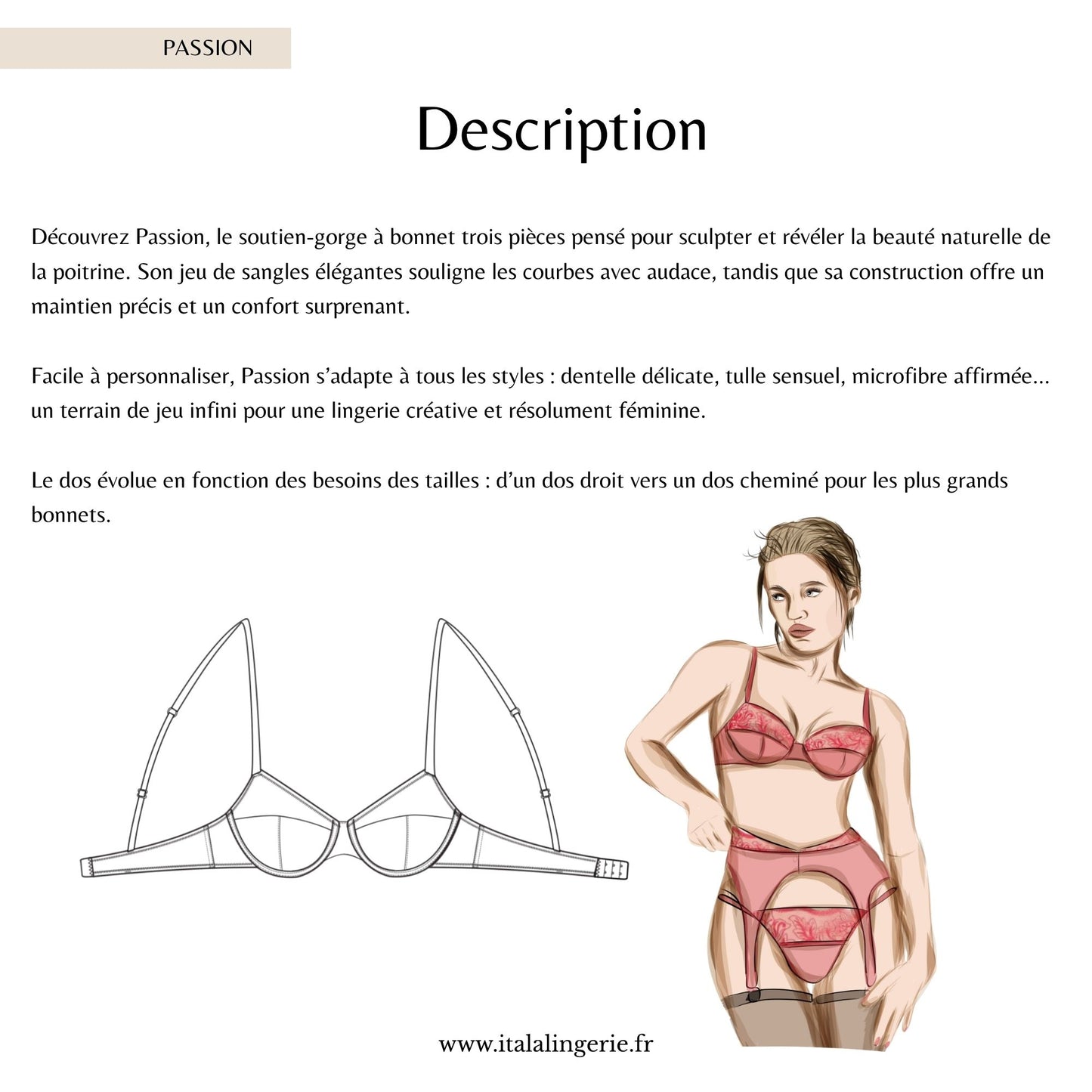 Patron PDF (A4) - Soutien-gorge PASSION