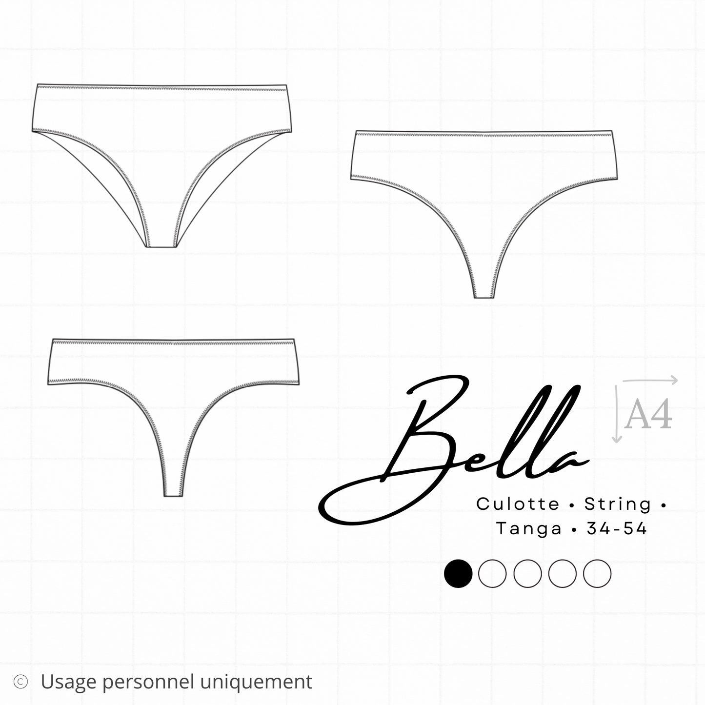 Patrons PDF (A4) - Culotte, string et tanga BELLA