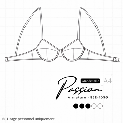 Patron PDF (A4) - Soutien-gorge PASSION (grande taille)