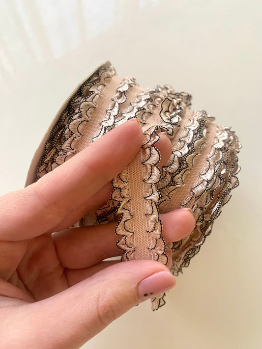 Élastique dentelé 20mm - Moka