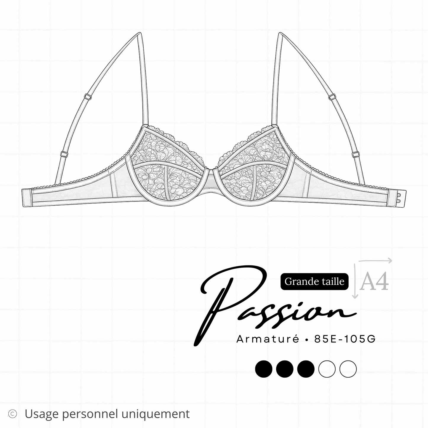 Patron PDF (A4) - Soutien-gorge PASSION (grande taille)