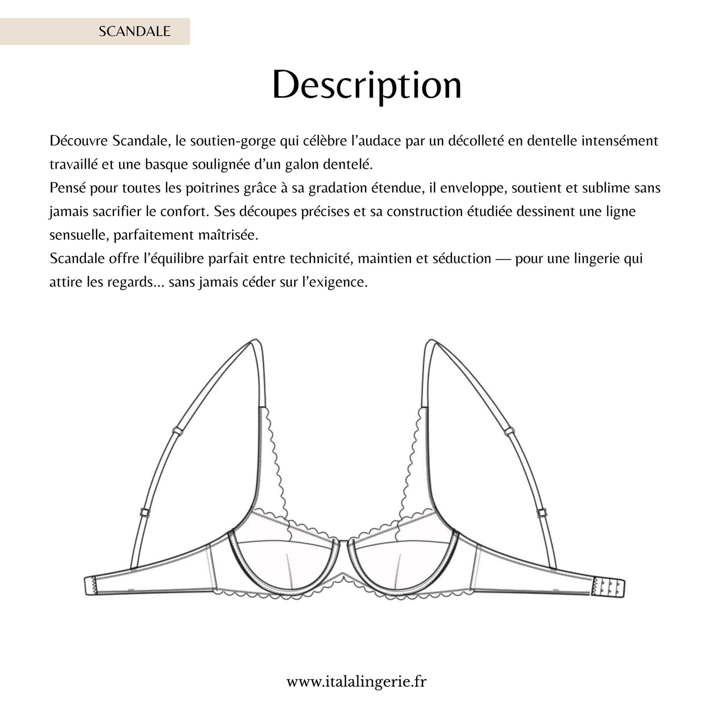 Patron PDF (A4) - Soutien-gorge SCANDALE