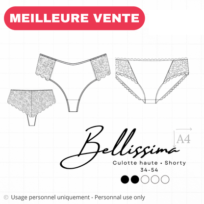 Patrons PDF (A4) - Culotte haute et shorty BELLISSIMA