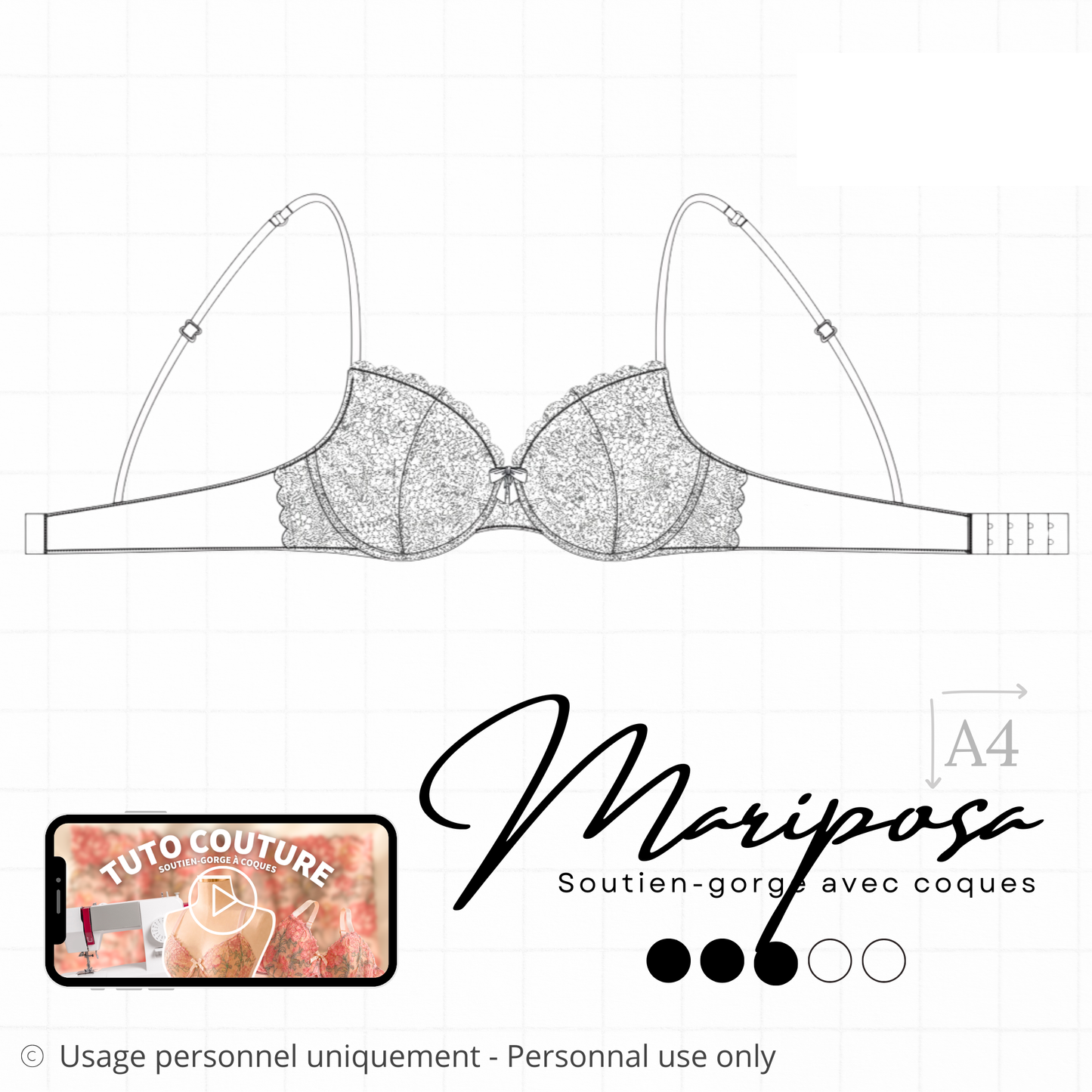 Patron PDF (A4) - Soutien-gorge MARIPOSA