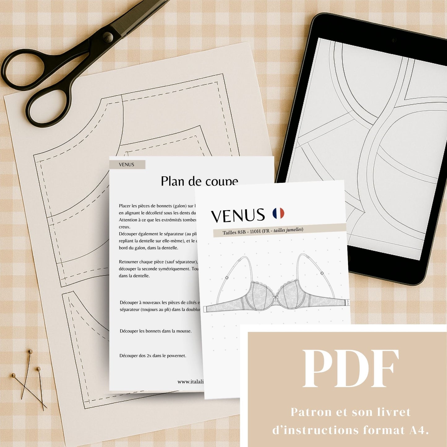 Patron PDF (A4) - Soutien-gorge VÉNUS