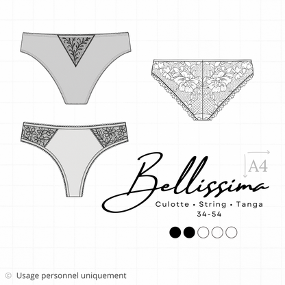 Patrons PDF (A4) - Culotte, string et tanga BELLISSIMA