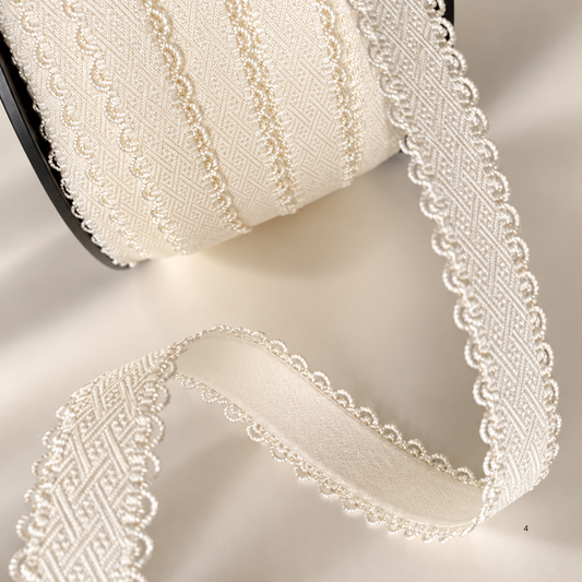 Bretelle picots blanc cassé 17mm