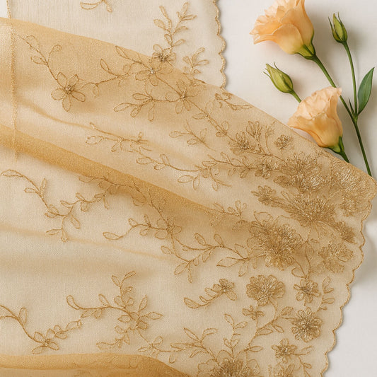 Tulle brodé - Champagne