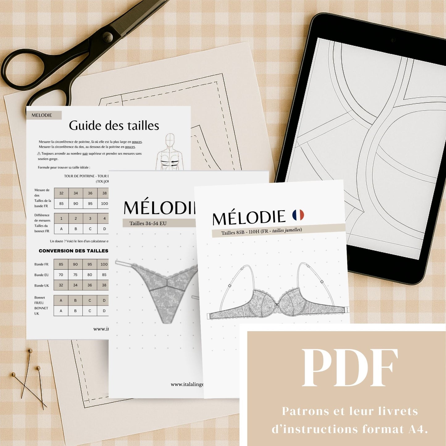 🎼Mélodie - Coffret couture de lingerie avec patrons inclus