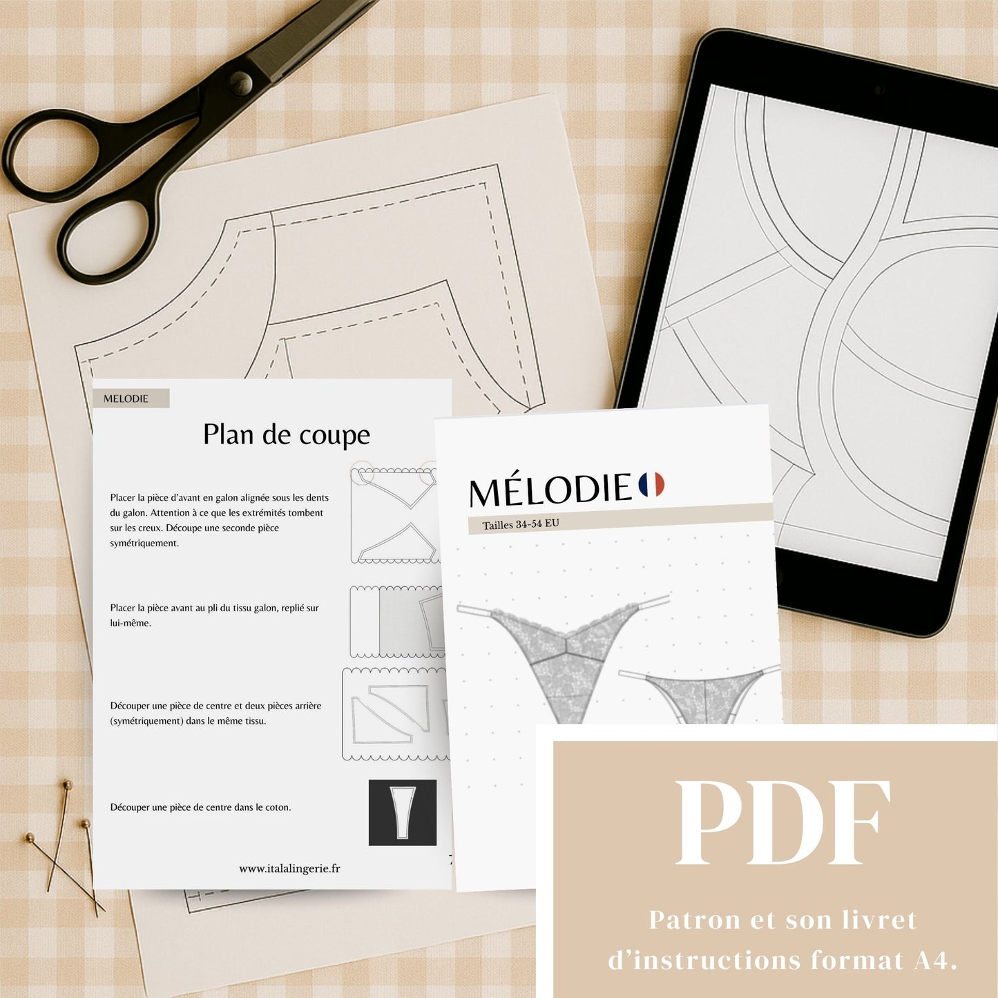 🎼Kit tanga Mélodie — patron inclus